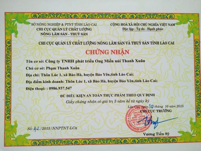 Giấy chứng nhận cơ sở đủ điều kiện ATTP