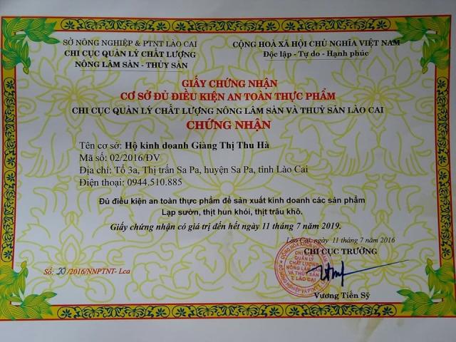 Giấy chứng nhận cơ sở đủ điều kiện an toàn thực phẩm