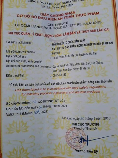 Giấy chứng nhận cơ sở đủ điều kiện an toàn thực phẩm