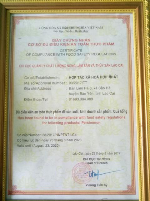 Giấy chứng nhận sơ sở đủ điều kiện an toàn thực phẩm