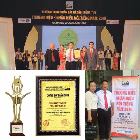 GIẤY CHỨNG NHẬN THƯƠNG HIỆU, NHÃN HIỆU NỔI TIẾNG NĂM 2016