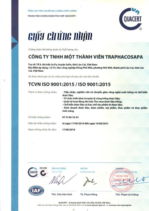 Giấy chứng nhận ISO 9001 : 2015