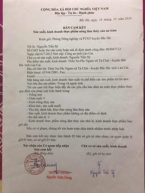 BẢN CAM KẾT ĐẢM BẢO AN TOÀN THỰC PHẨM TRONG TRĂN NUÔI GÀ
