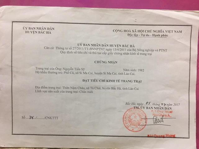 Giấy chứng nhận kinh tế trang trại