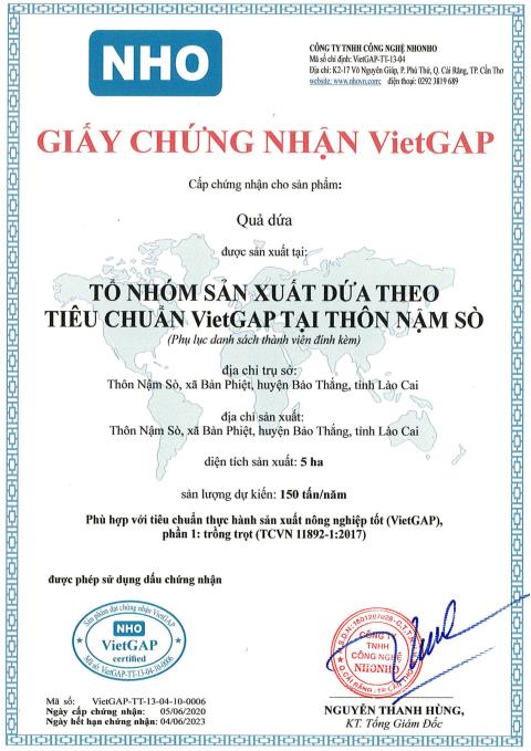Giấy chứng nhận VietGAP