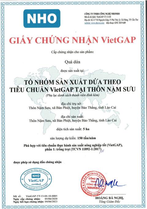 Giấy chứng nhận VietGAP